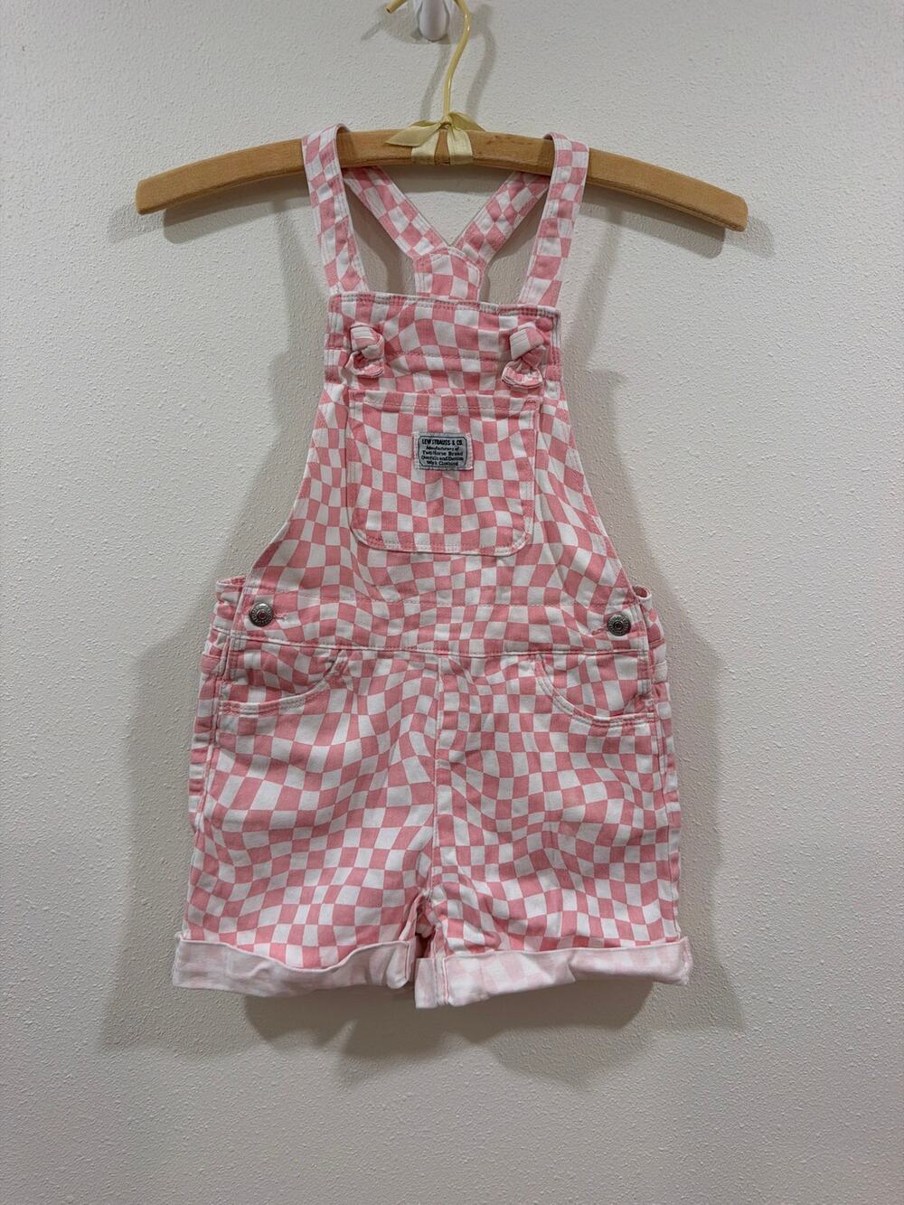Levi’s wavy checked overall shorts